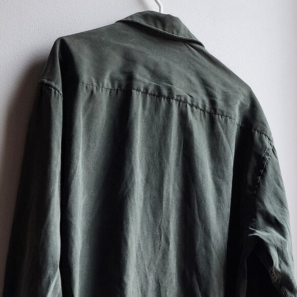 Pierre Cardin Green Faux Suede Button Down Shirt Size Large - Picture 10 of 13